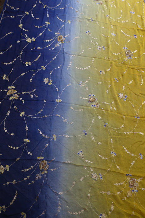 Blue And Yellow Vintage Dupatta - New