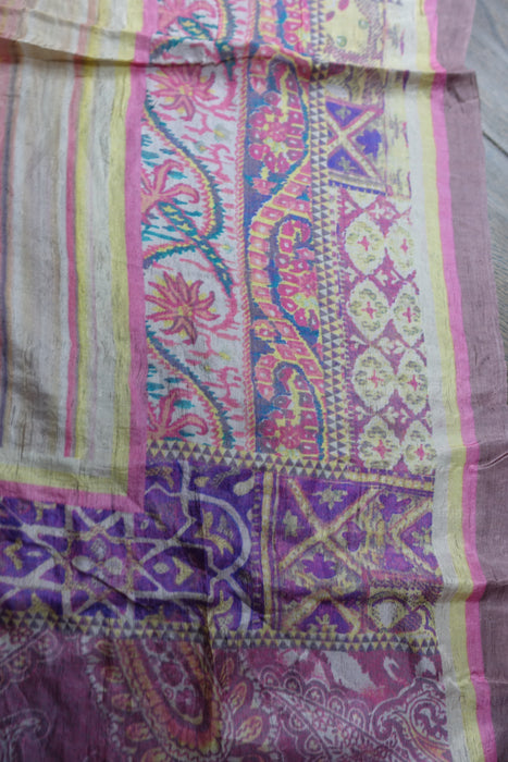 Muted Pinks Printed Fine Silk Dupatta - Preloved