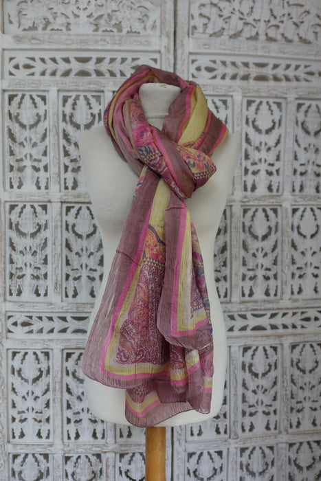 Muted Pinks Printed Fine Silk Dupatta - Preloved