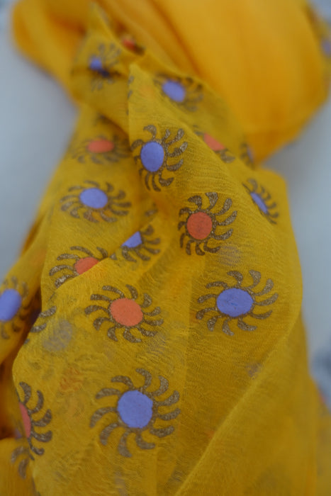 Yellow Sunflower Print Chiffon Dupatta - New