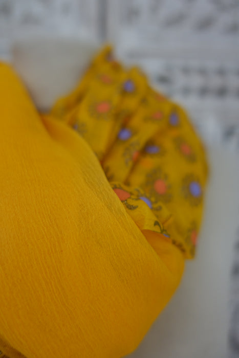 Yellow Sunflower Print Chiffon Dupatta - New