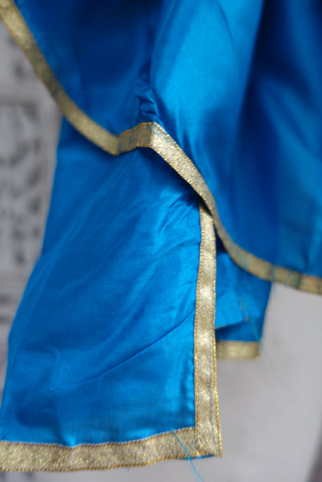 Blue Peacock Pure Silk Dupatta With Gold Braid - New