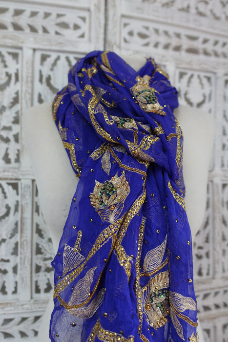 Purple Vintage Silk Chiffon Dupatta - Preloved