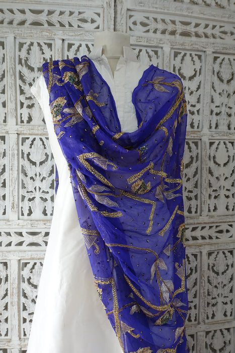 Purple Vintage Silk Chiffon Dupatta - Preloved