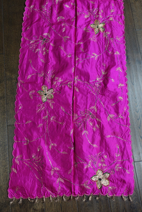 Hot Pink Pure Silk Vintage Dupatta - New