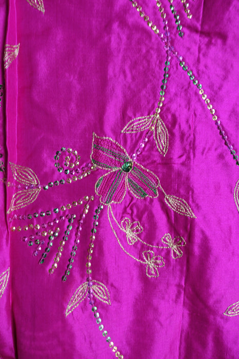 Hot Pink Pure Silk Vintage Dupatta - New