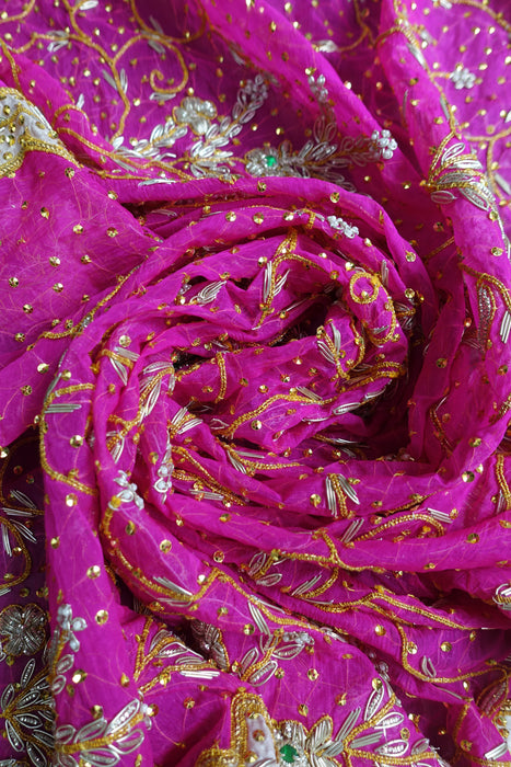 Hot Pink Vintage Wedding Dupatta - New