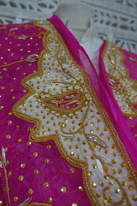 Hot Pink Vintage Wedding Dupatta - New