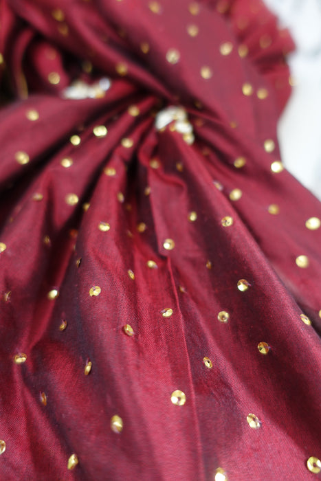 Maroon Pure Silk Dupatta With Zardosi Work - New