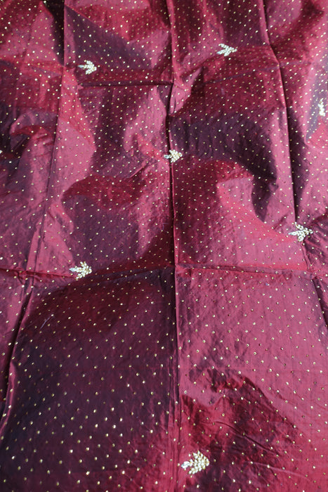 Maroon Pure Silk Dupatta With Zardosi Work - New