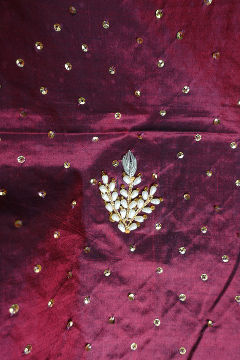 Maroon Pure Silk Dupatta With Zardosi Work - New