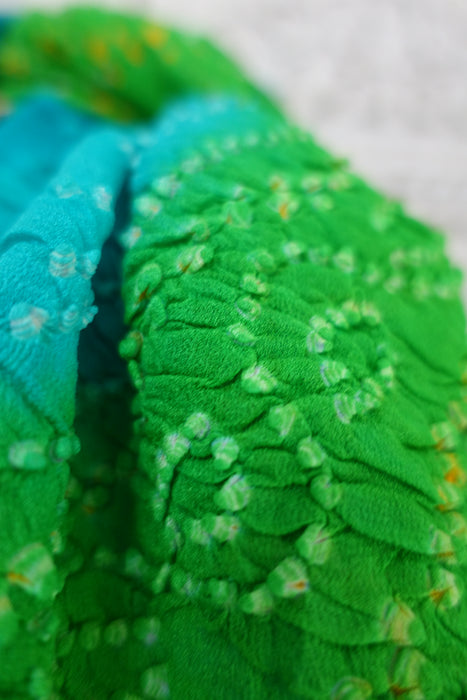 Green And Blue Crushed Silk Dupatta - New