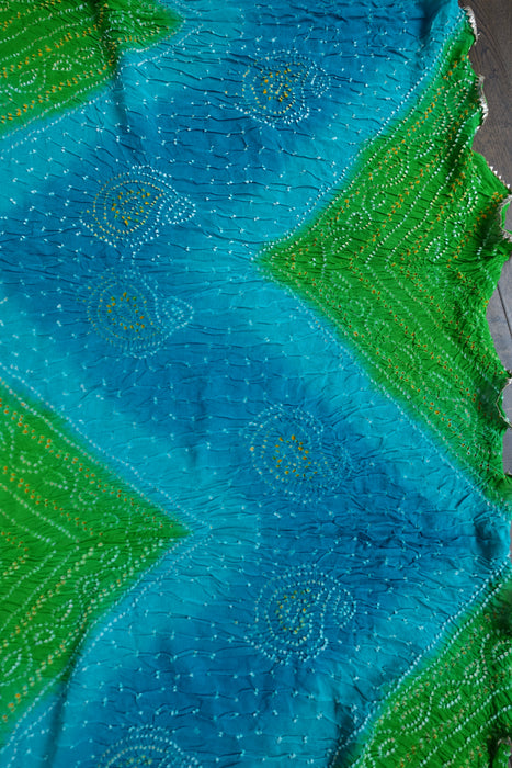 Green And Blue Crushed Silk Dupatta - New