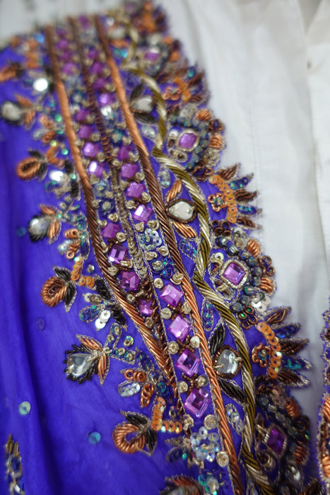 Purple Silk Heavy Beaded Dupatta - New