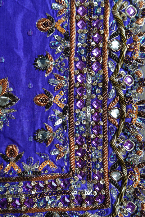 Purple Silk Heavy Beaded Dupatta - New