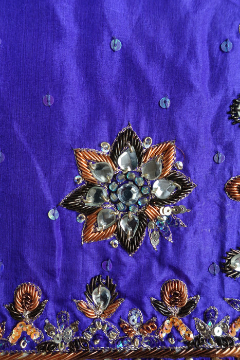 Purple Silk Heavy Beaded Dupatta - New