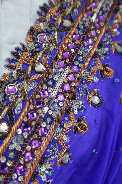 Purple Silk Heavy Beaded Dupatta - New