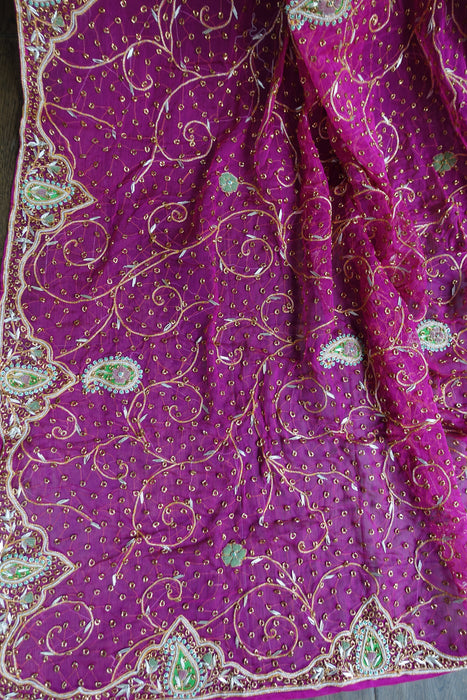 Hot Pink Vintage Wedding Dupatta - New