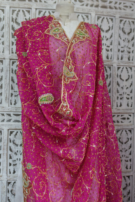 Hot Pink Vintage Wedding Dupatta - New