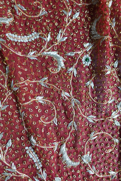 Red Vintage Wedding Dupatta - New