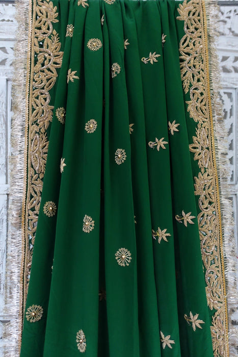 Green Pure Silk Vintage Dupatta - New