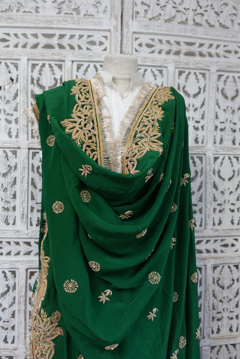 Green Pure Silk Vintage Dupatta - New