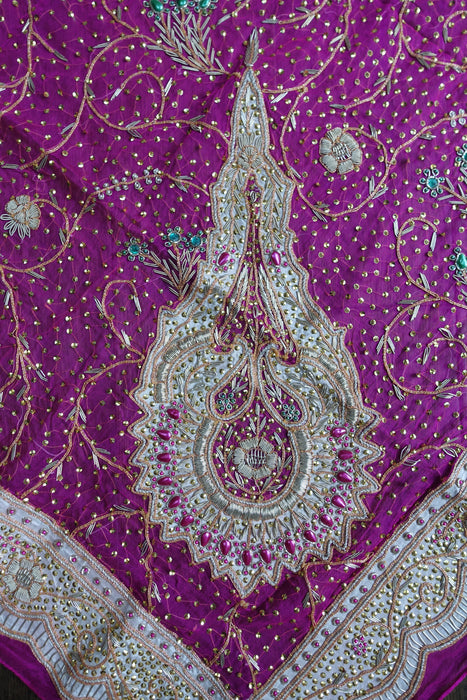 Hot Pink Silk Chiffon Wedding Dupatta - New