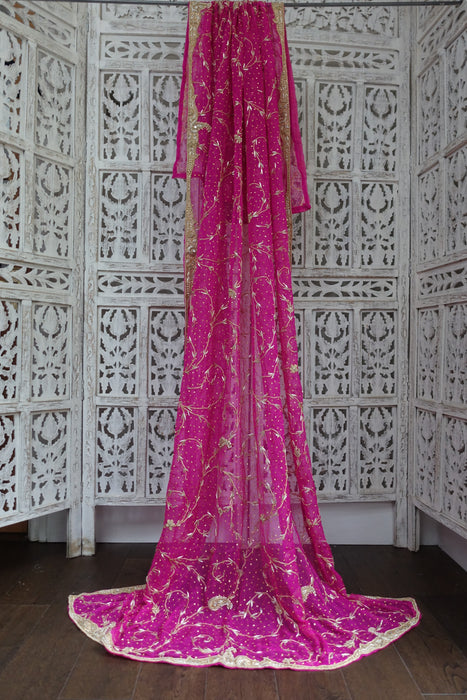 Hot Pink Vintage Wedding Dupatta - New