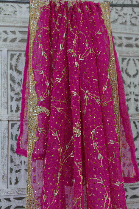 Hot Pink Vintage Wedding Dupatta - New