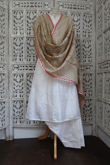 Cream Cotton Silk Dupatta - New