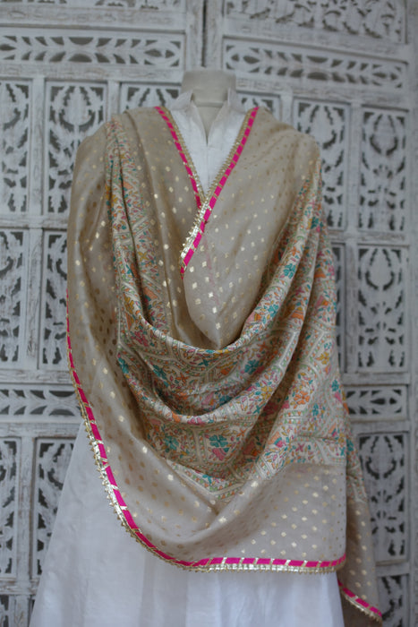 Cream Cotton Silk Dupatta - New