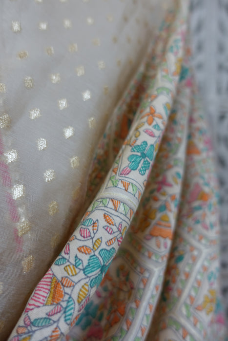 Cream Cotton Silk Dupatta - New
