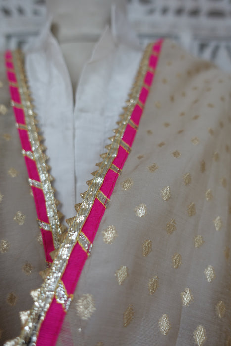 Cream Cotton Silk Dupatta - New