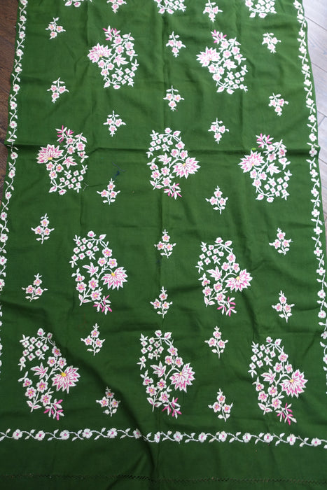 Green Vintage Wool Shawl - Preloved With Defects