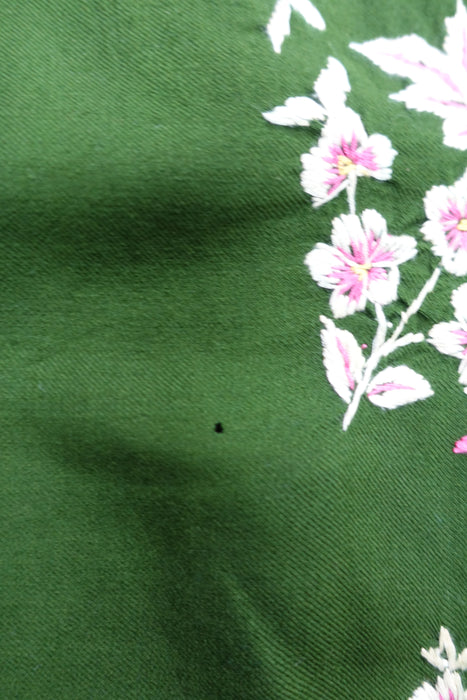 Green Vintage Wool Shawl - Preloved With Defects