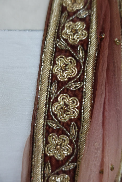 Caramel And Light Brown Silk Chiffon Dupatta - New