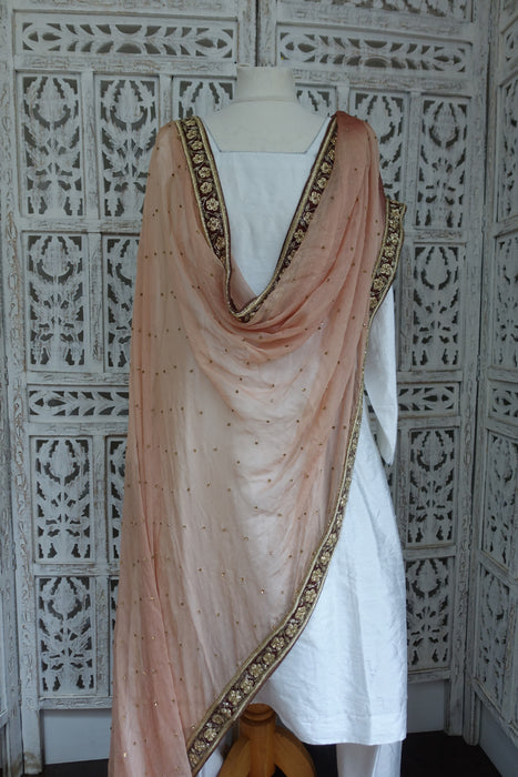 Caramel And Light Brown Silk Chiffon Dupatta - New