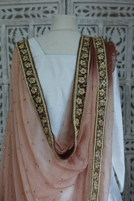 Caramel And Light Brown Silk Chiffon Dupatta - New