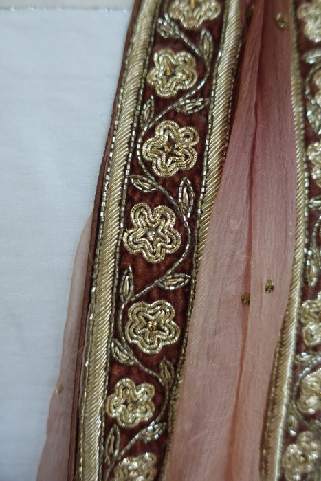 Caramel And Light Brown Silk Chiffon Dupatta - New