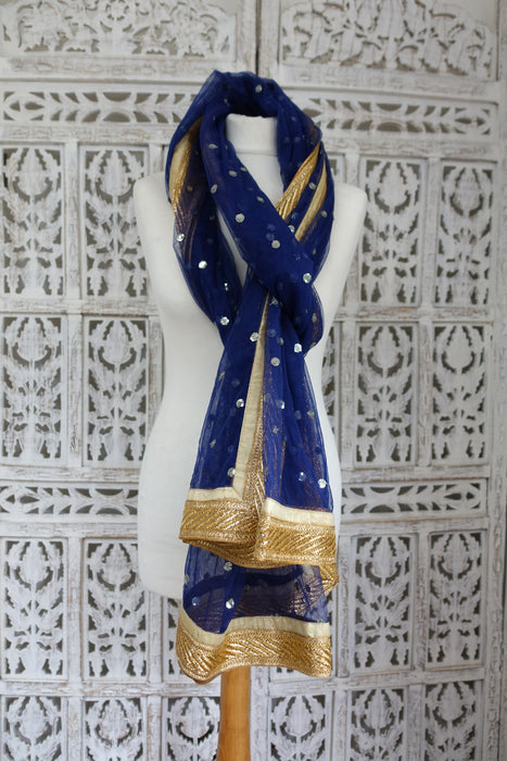 Blue Net Dupatta - New
