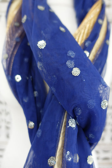 Blue Net Dupatta - New