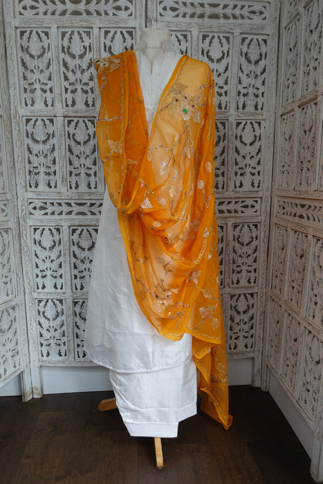 Saffron Yellow Vintage Chiffon Dupatta - New