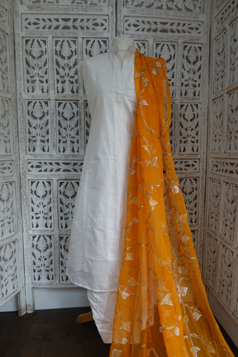 Saffron Yellow Vintage Chiffon Dupatta - New
