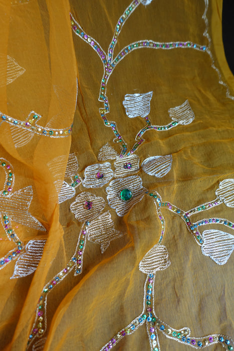Saffron Yellow Vintage Chiffon Dupatta - New