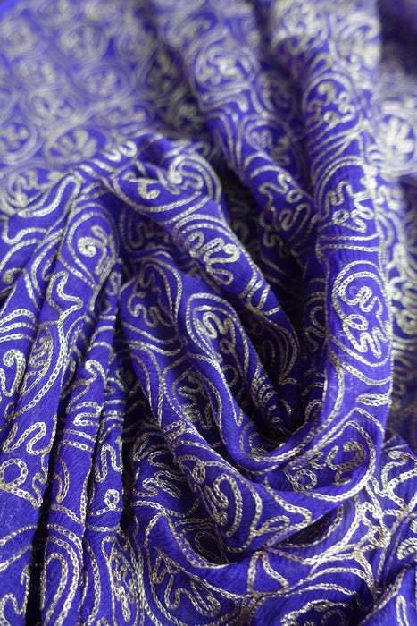 Purple And Gold Metallic Thread Vintage Dupatta - New