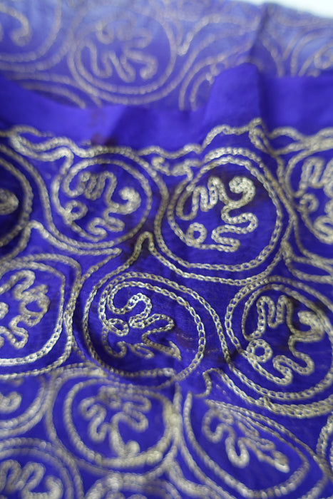 Purple And Gold Metallic Thread Vintage Dupatta - New