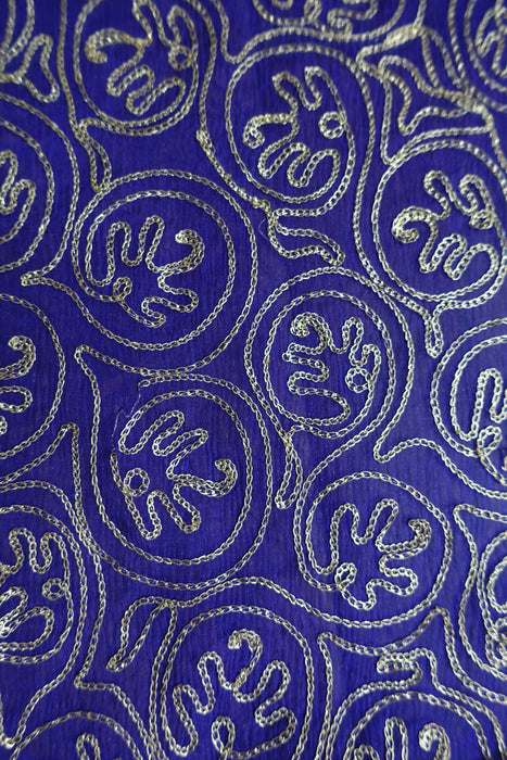 Purple And Gold Metallic Thread Vintage Dupatta - New