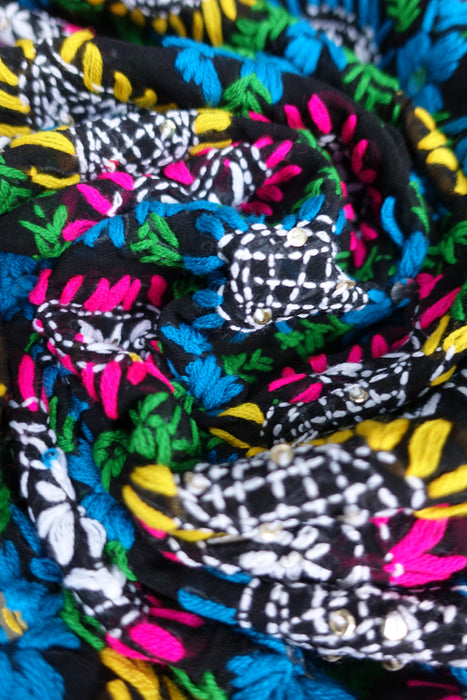 Black Phulkari Colourful Shawl - New