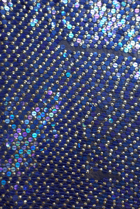 Blue Sequinned Vintage Dupatta -  Preloved
