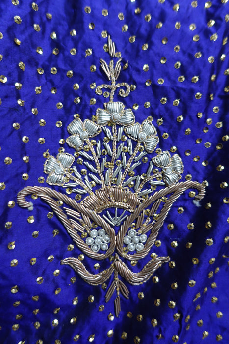 Purple Raw Silk Vintage Zardosi Dupatta - New